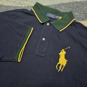 Polo Ralph Lauren Big Pony #3 Polo Shirt XLT Tall Navy Blue Cotton Mens